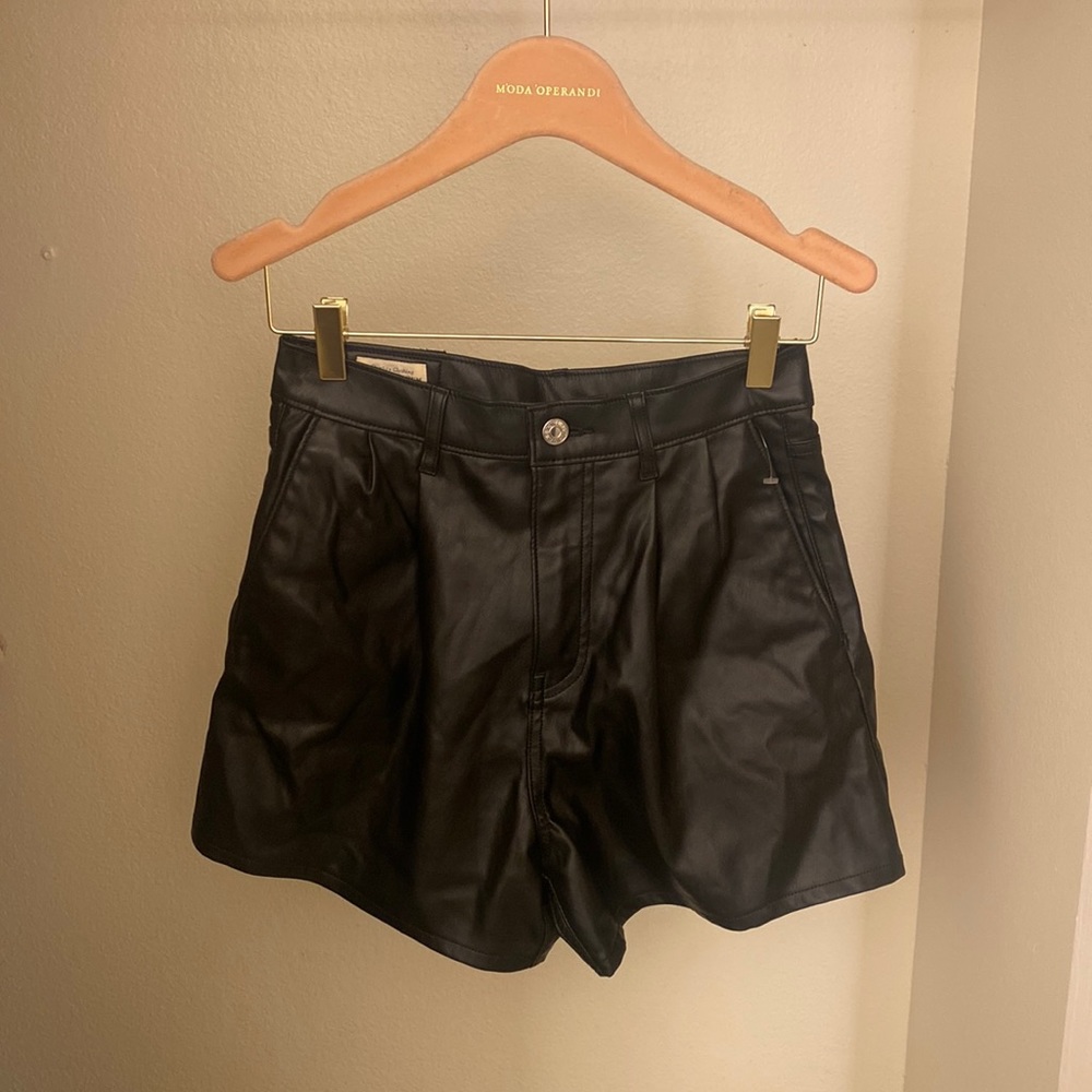 Levi’s black leather shorts